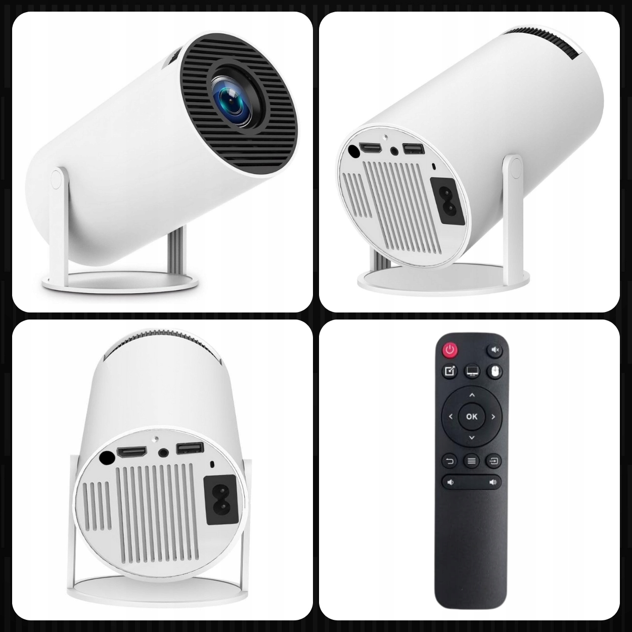 PROJEKTOR ANDROID WIFI TV 4K RZUTNIK PRZENOŚNY SMART OBROTOWY GŁOŚNIK Technologia wyświetlania LED