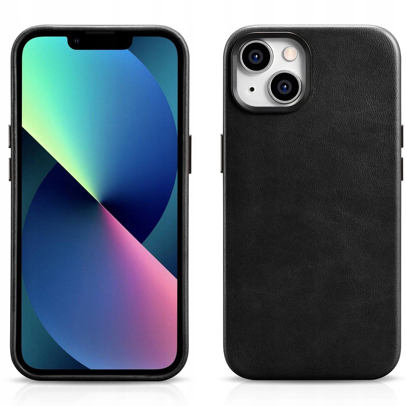 iCarer Oil Wax Premium Leather Case skórzane etui iPhone 14 Plus z czarny