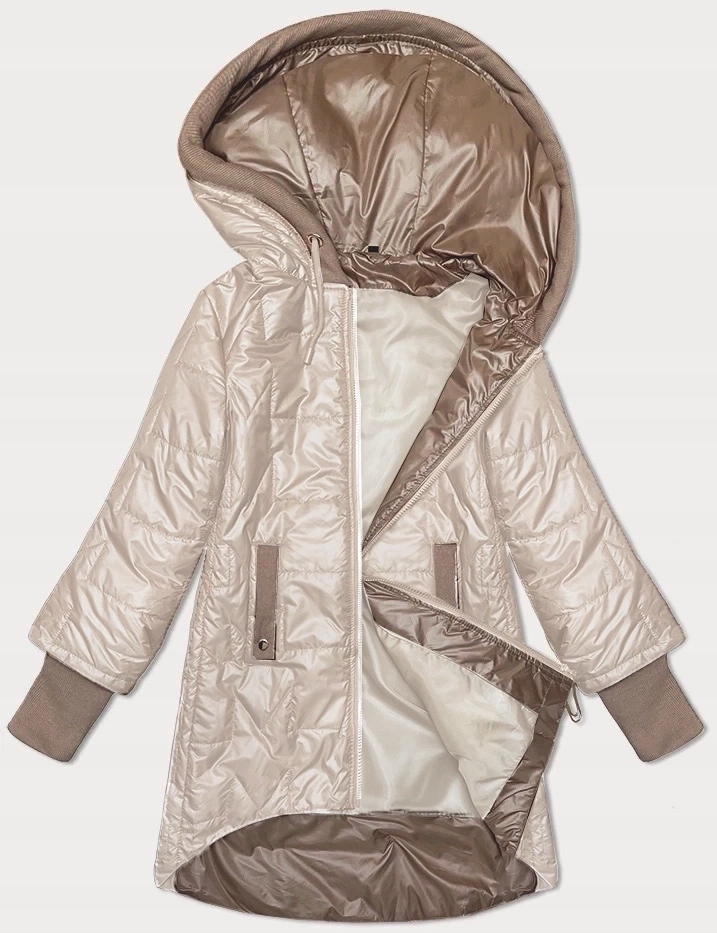 Bunda S Kapucí B8345 Světle Béžová 46