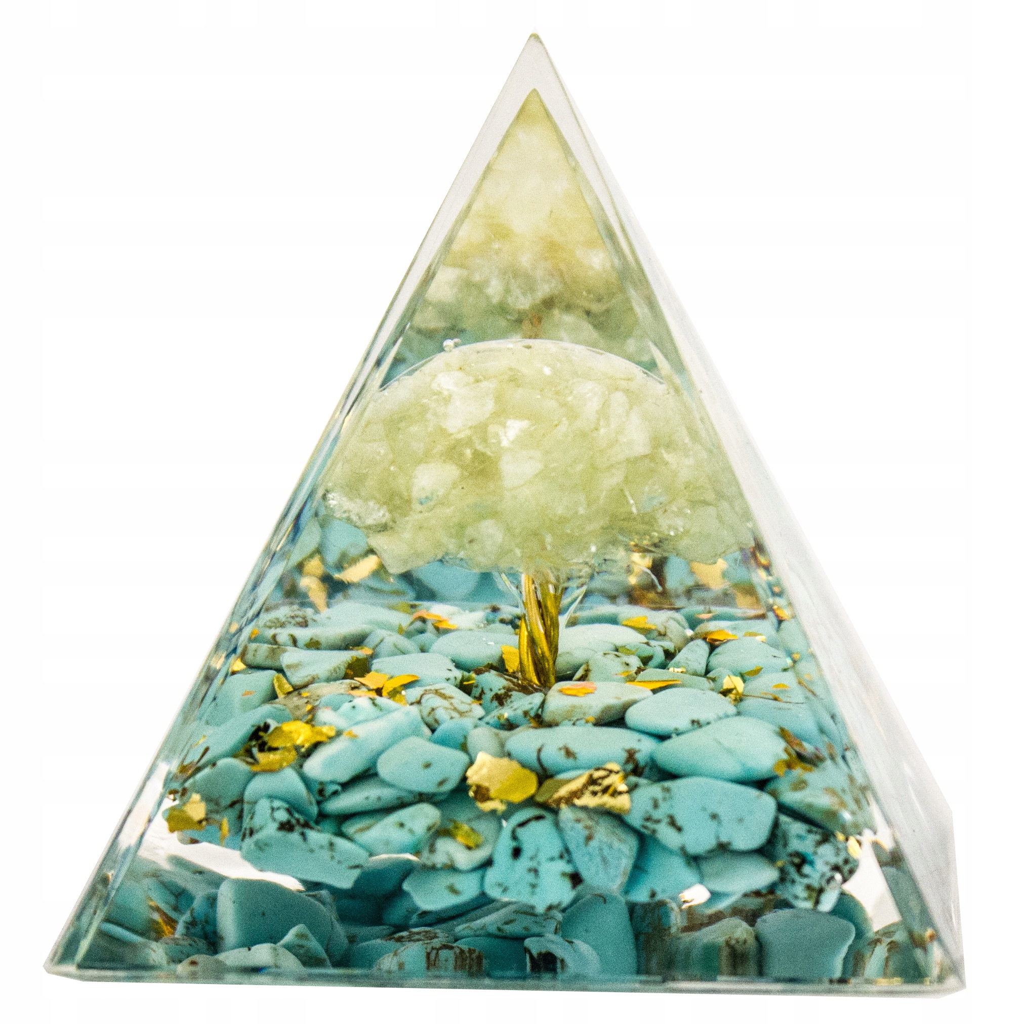 Orgonit Pyramida Energie Cytryn Turkus Oliwin Czakry Reiki 5 cm
