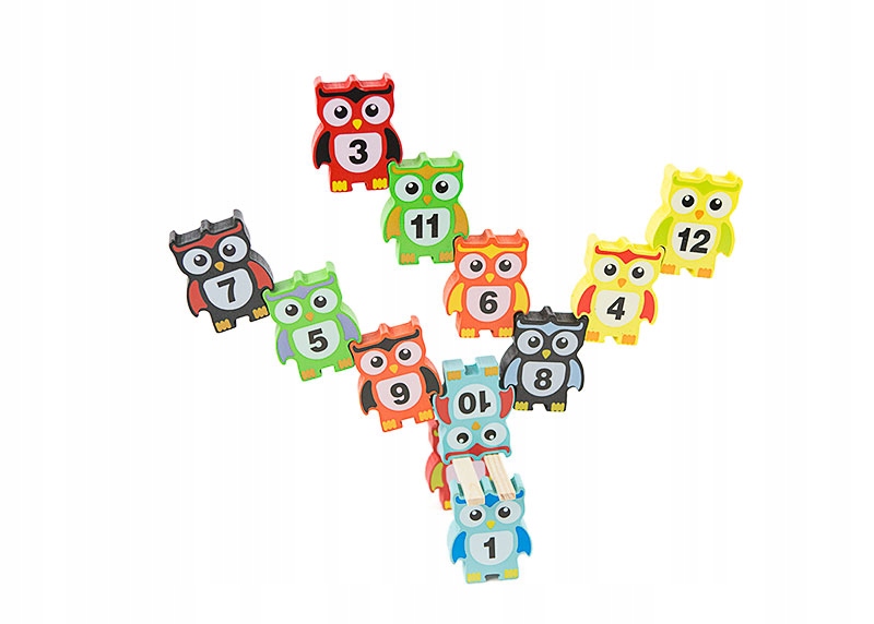 

Sowy drewniane klocki wieża gra balans liczby
