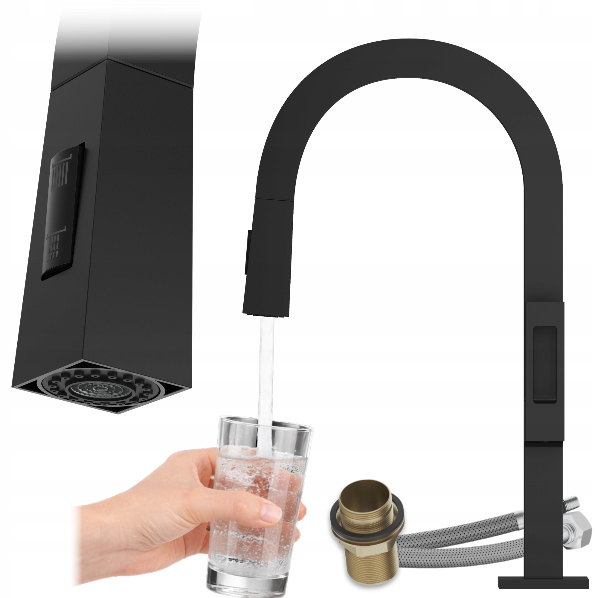 Kuchyňská dřezová baterie vytahovací sprcha černá Kran Arcus Max