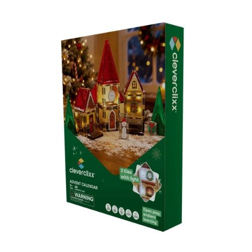 Адвент-календарь Cleverclixx Christmas Village, магнитный конструктор 46 деталей, от 3 лет