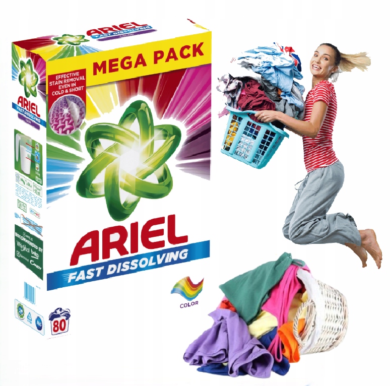 Levně Prášek na barevné prádlo barevných tkanin Ariel 4,4 kg 80 praní Pack