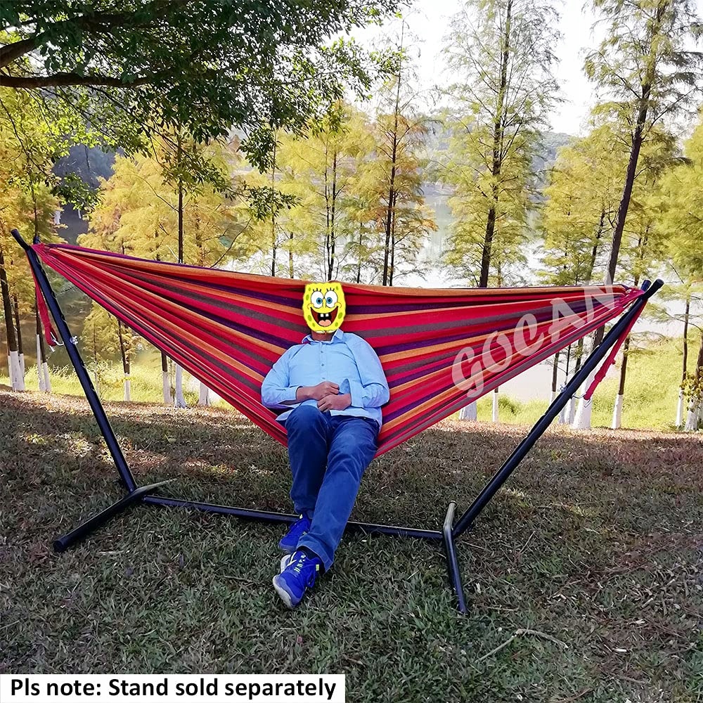 GOCAN Podwójny Hamak Bawełniany 2 Osoby 250x160cm 300kg — miniatura 7