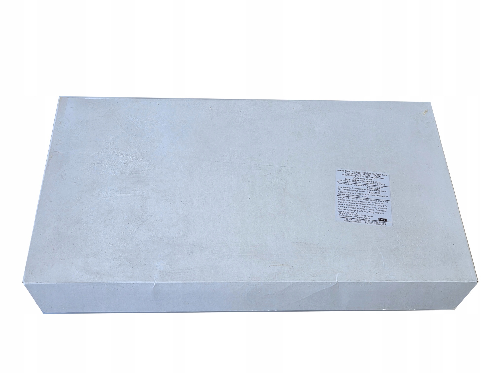 Dorsz czarny filet 6,81 kg bez skóry bez glazury Wyspy Owcze termoboks