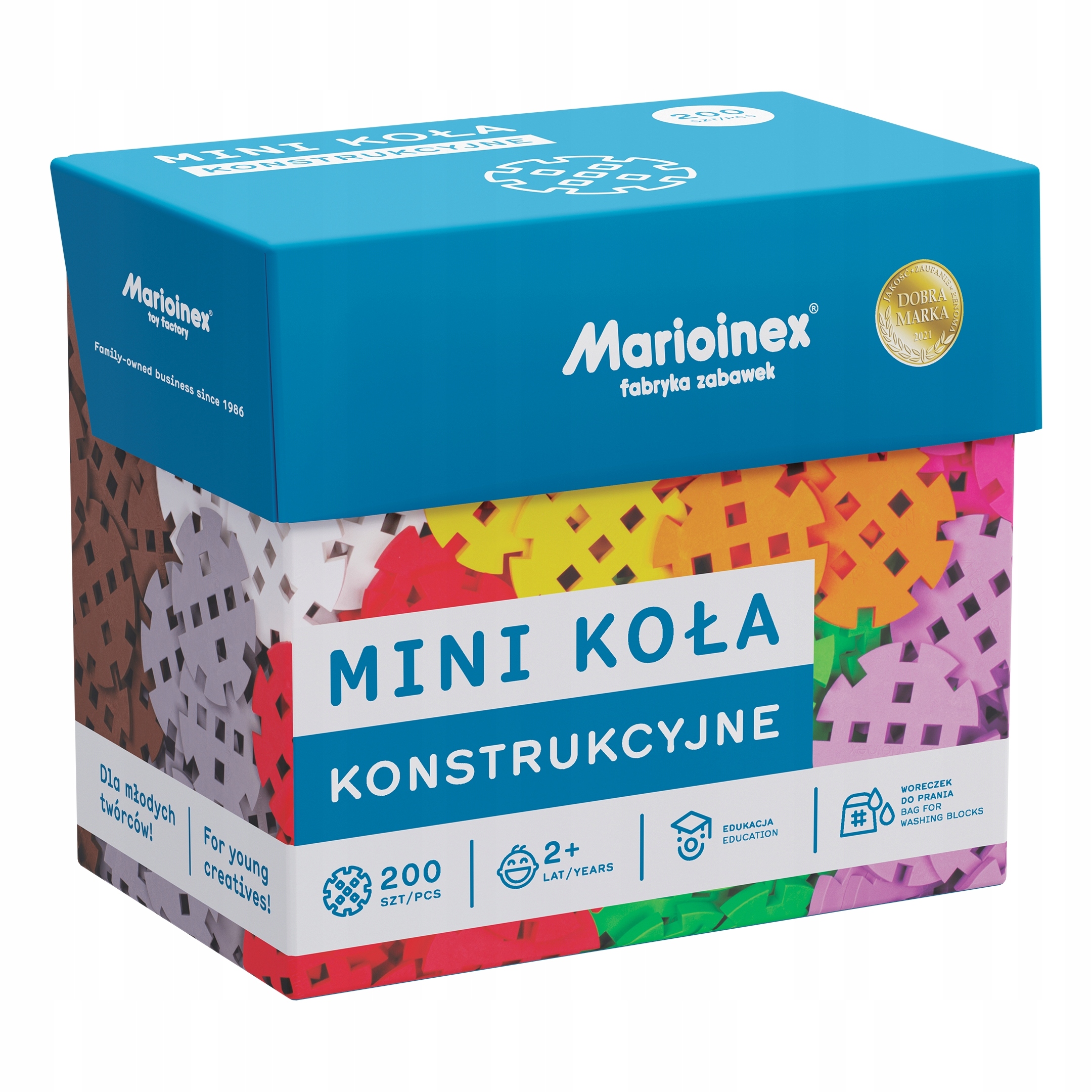 Marioinex Klocki Wafle Mini koła konstr, 200 szt-Zdjęcie-0