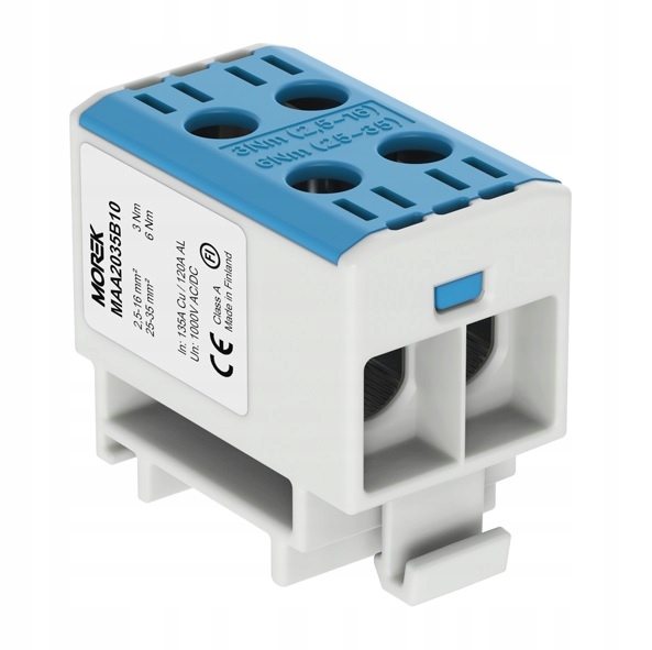 ZŁĄCZKA SZYNOWA 2,5-35mm2 4 OTWORY AL/CU NIEBIESKA