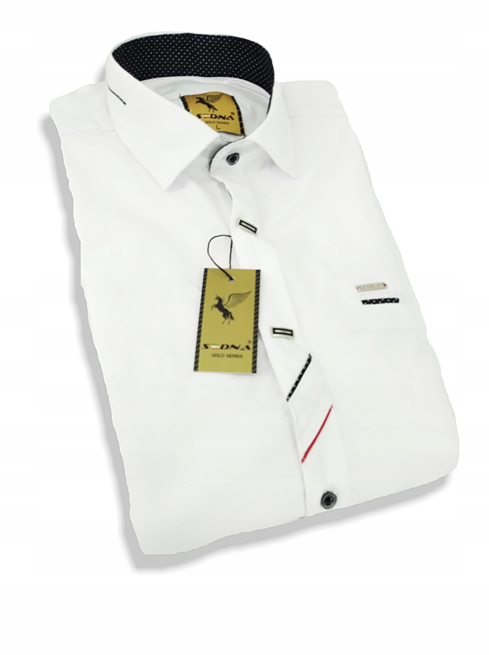 KOSZULA MĘSKA BIAŁA KRÓTKI RĘKAW SDN 672 XL 43/44 Rozmiar XL