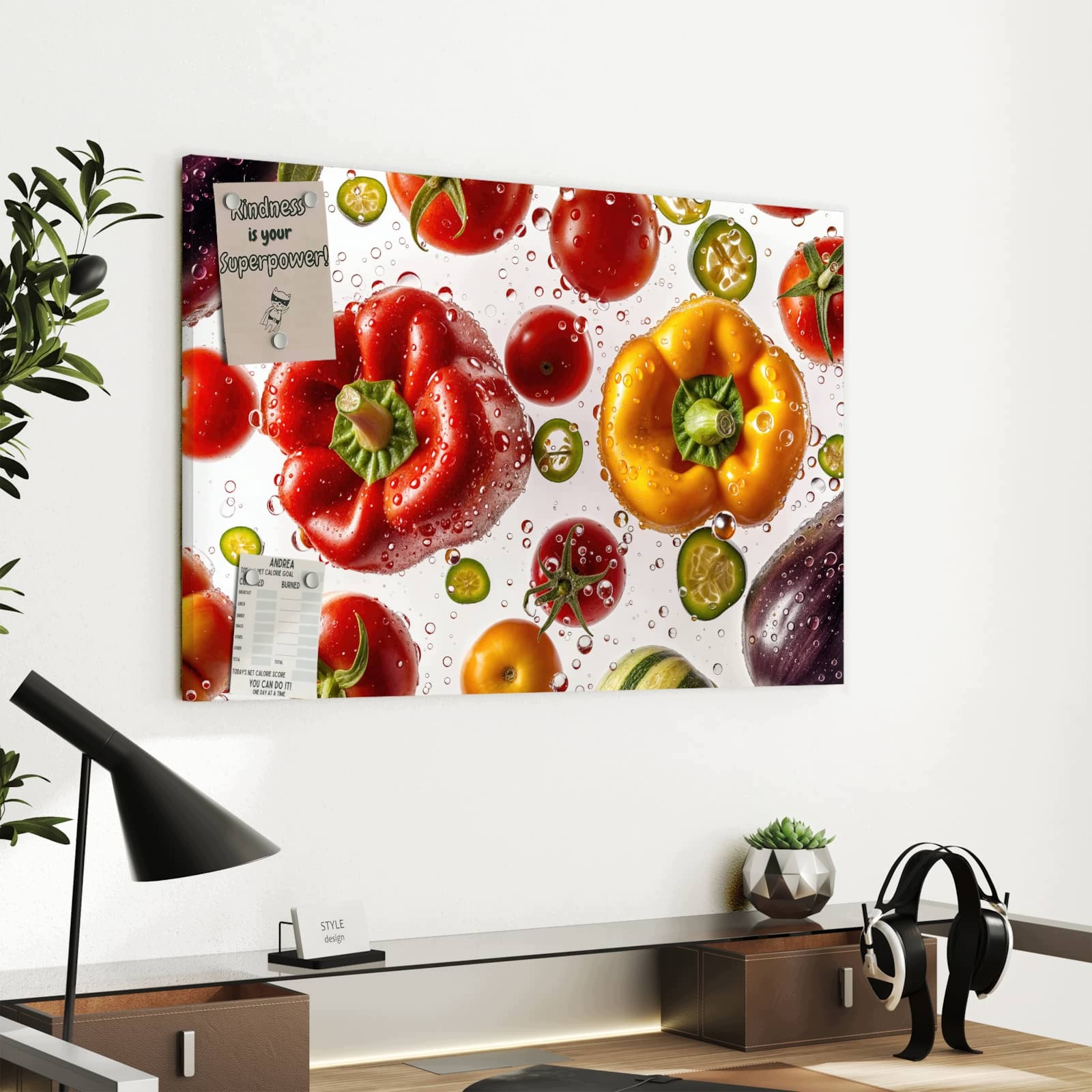 Magnetická tabule Barevné Svěží Zelenina 60 × 40 cm