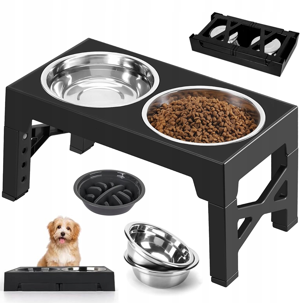 Levně Keramická Miska Pro Psa A Kočku 2 Misky Nastavitelná Základna 1100 800 ml