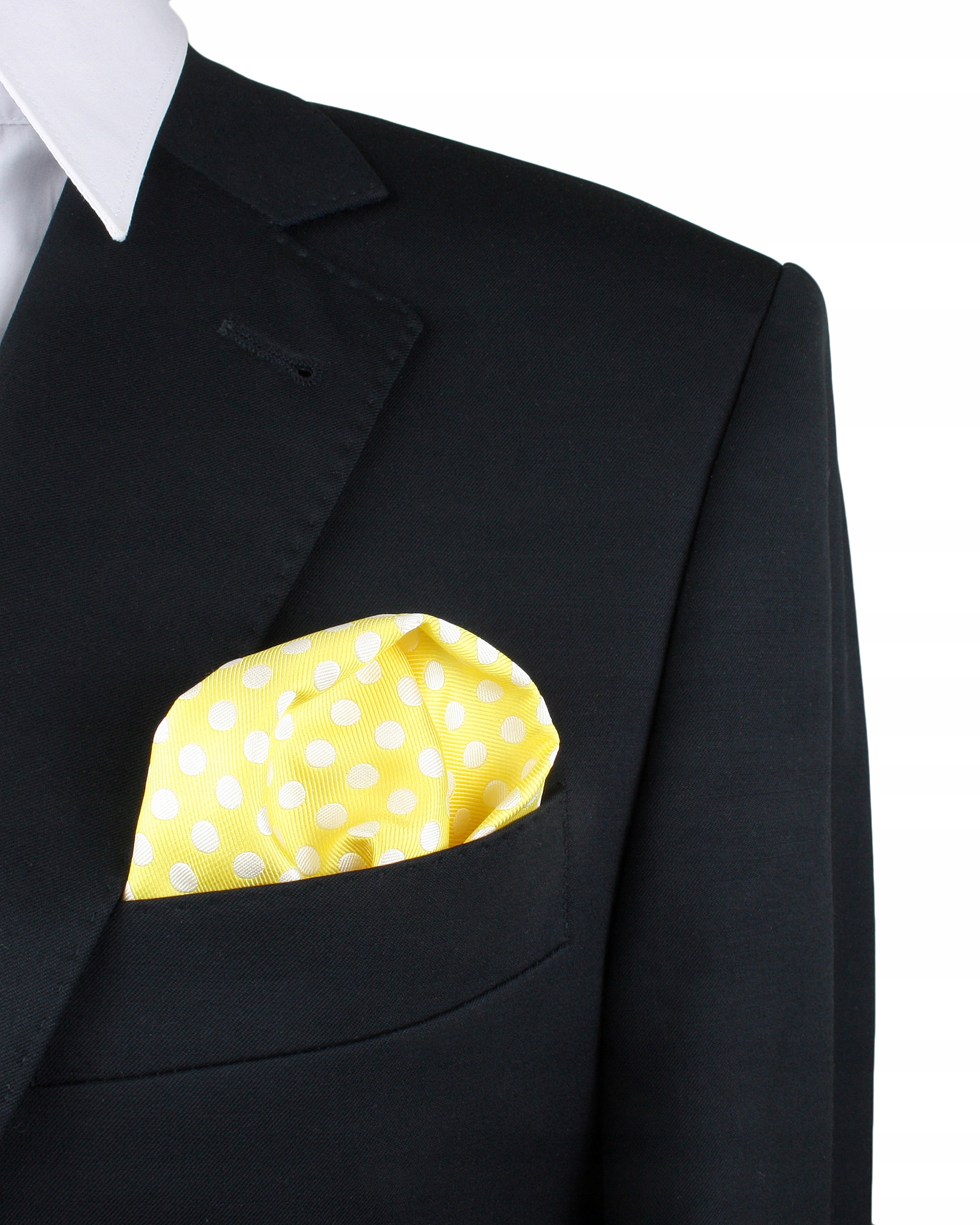 POSZETKA CHUSTECZKA MĘSKA - ŻÓŁTA W BIAŁE GROCHY Marka Tissino