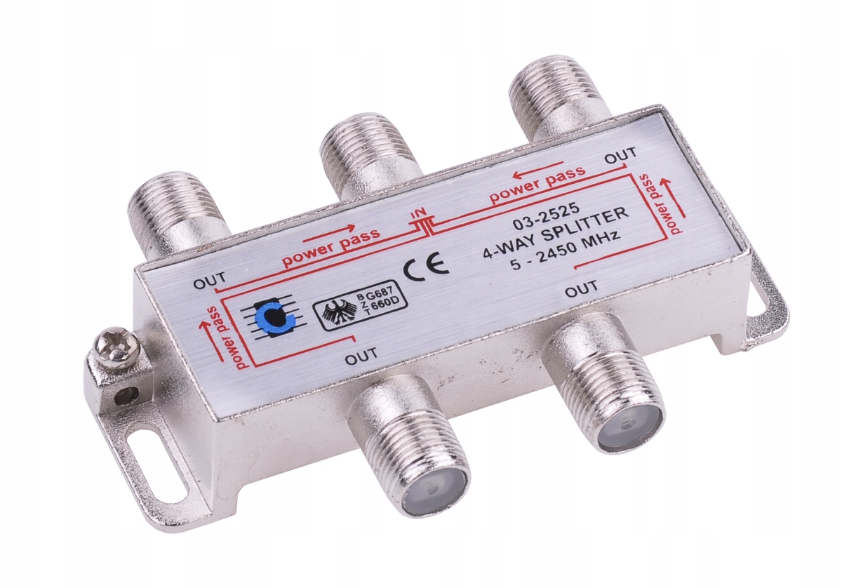 Splitter rozdzielacz sygnału antenowego 4 krotny 5-2450MHz Cabletech