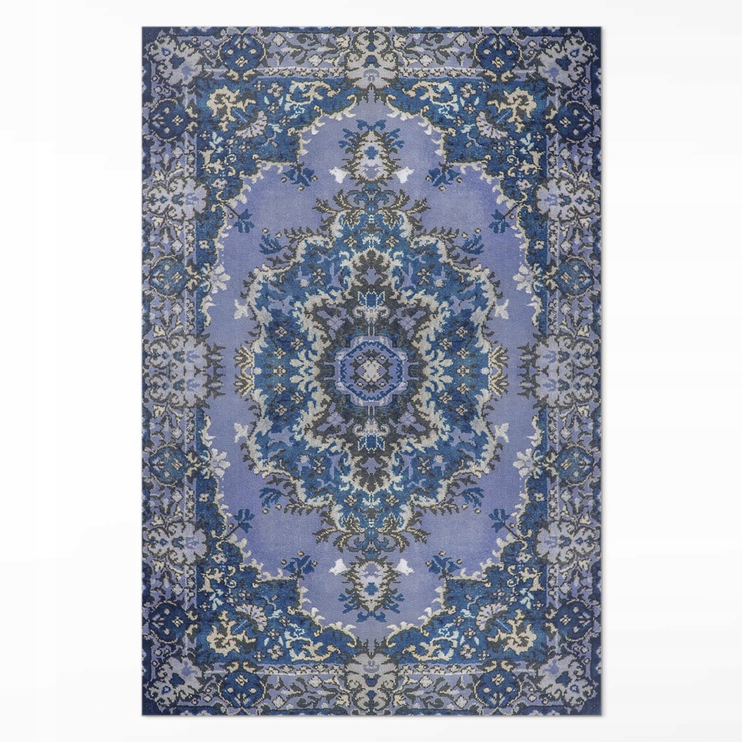 Dekoratívny vinylový koberec Loft Tradičná modrá farba blízko východu 80x120 cm