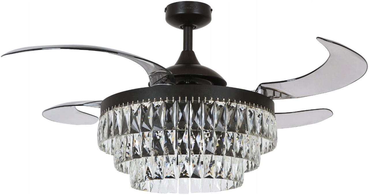 Wentylator sufitowy Veil Led czarny 122cm Nowoczesny żyrandol z lampą