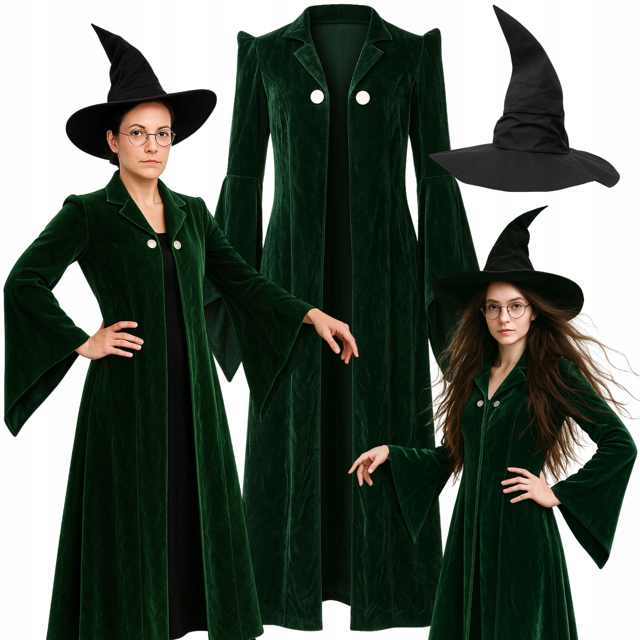 Kostým Převlek Čarodějnice Čarodějky Mag Čaroděj Halloween Klobouk L XL