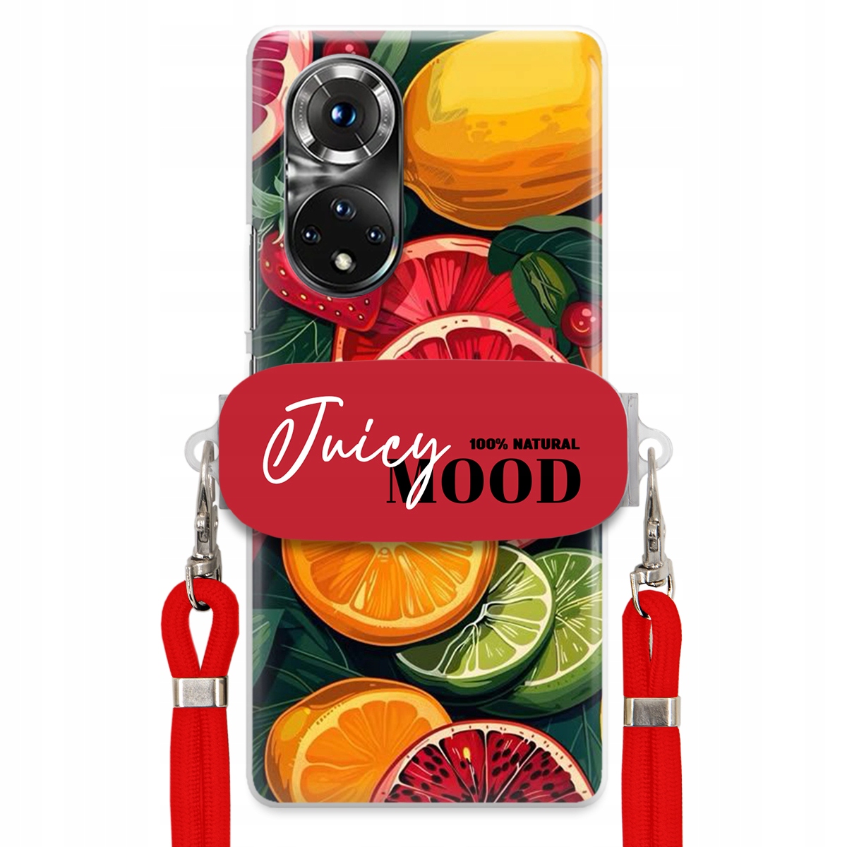 Puzdro pre Huawei Honor 50 Pro Červené vodítko držiak Fruit Ovocie Juice Mood