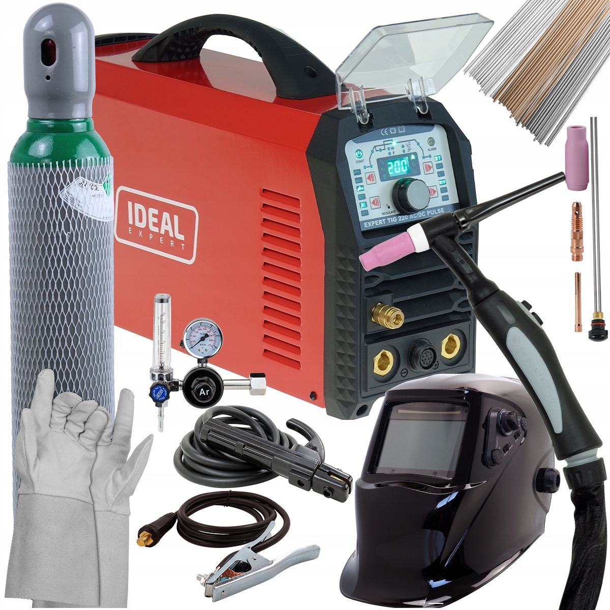 Spawarka inwertorowa TIG 220 AC/DC MMA 220A Zestaw