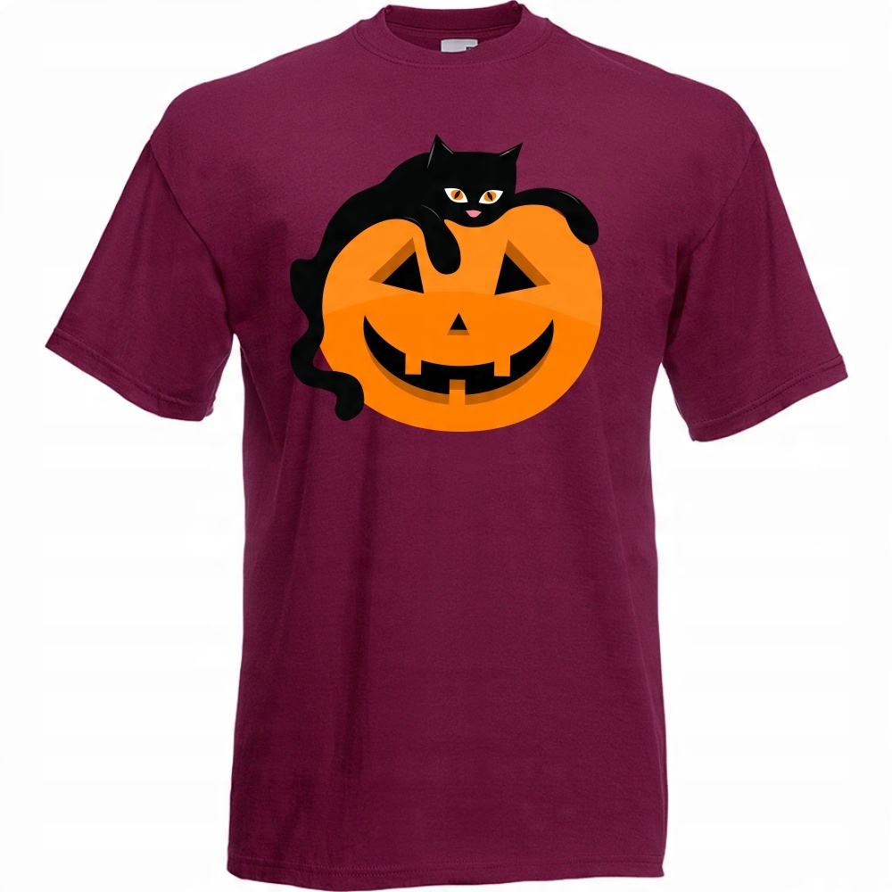 

Koszulka dynia czarny kot halloween L burgund