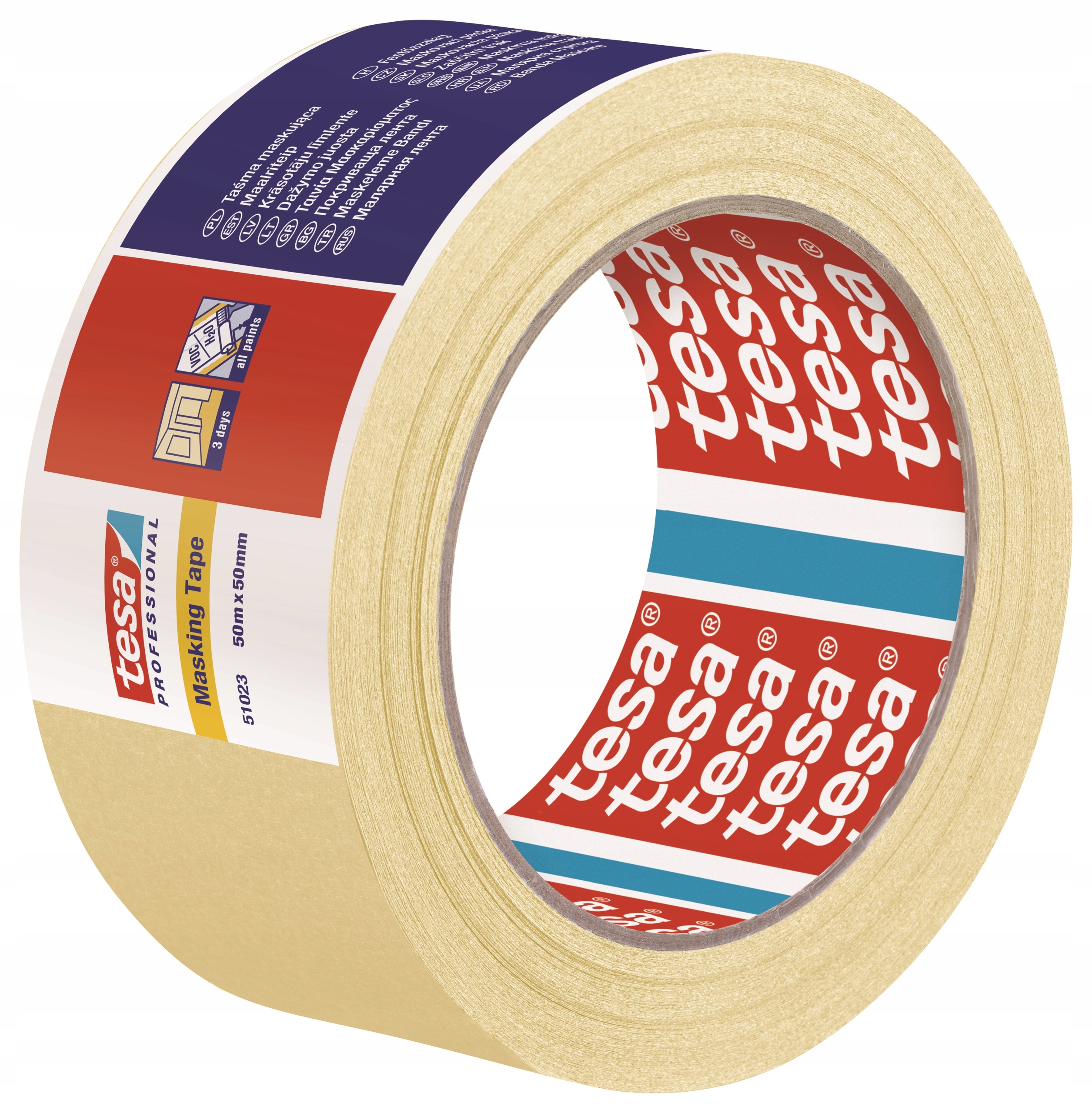 TAŚMA PAPIEROWA MALARSKA TESA 51023 50MM/50M Kolor żółty