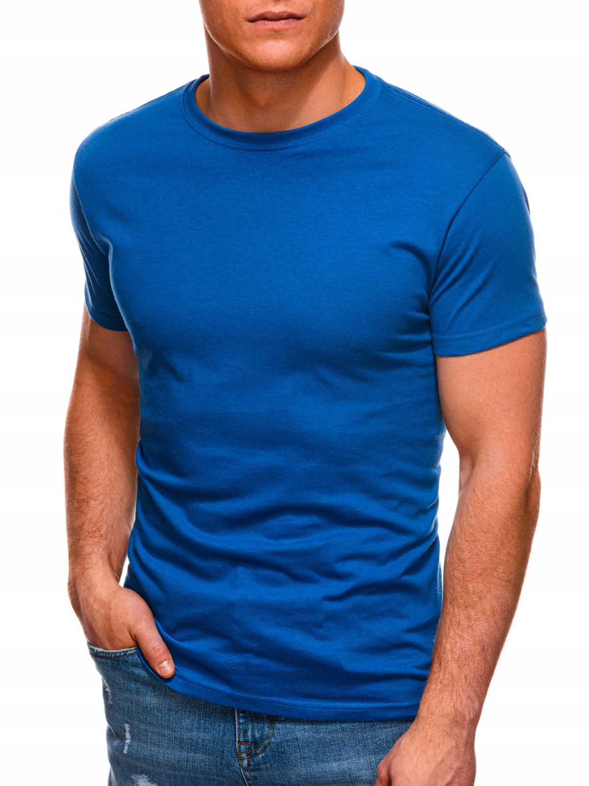 

T-shirt męski basic do jeansów 970S niebieski M