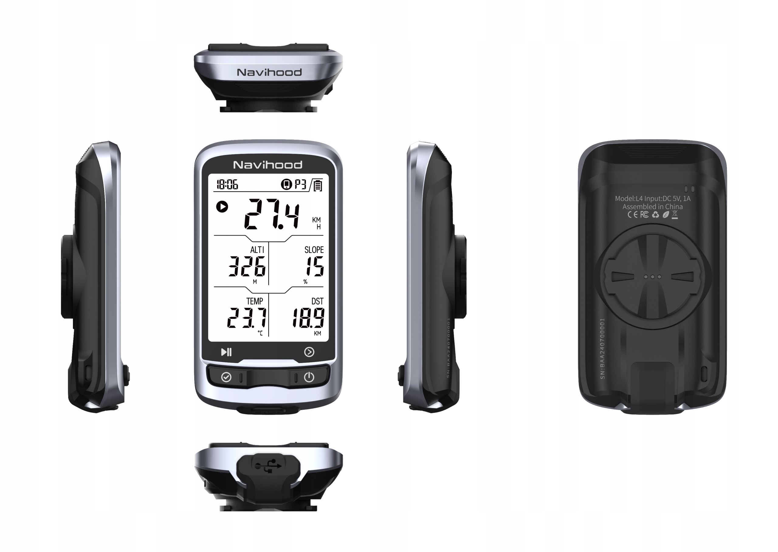 Navihood L4 Počítadlo Počítač Cyklistický Gps Bt Aplikace