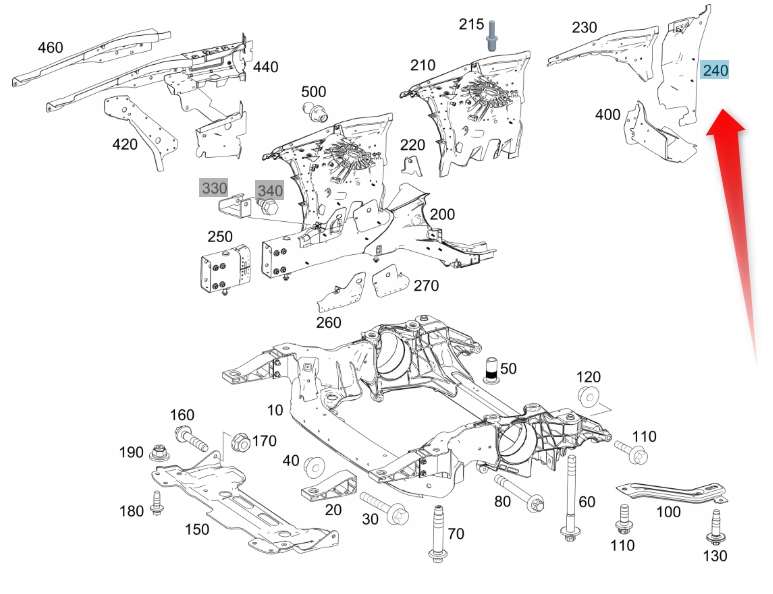 Obložení podélníku Mercedes S W222 A2226201400