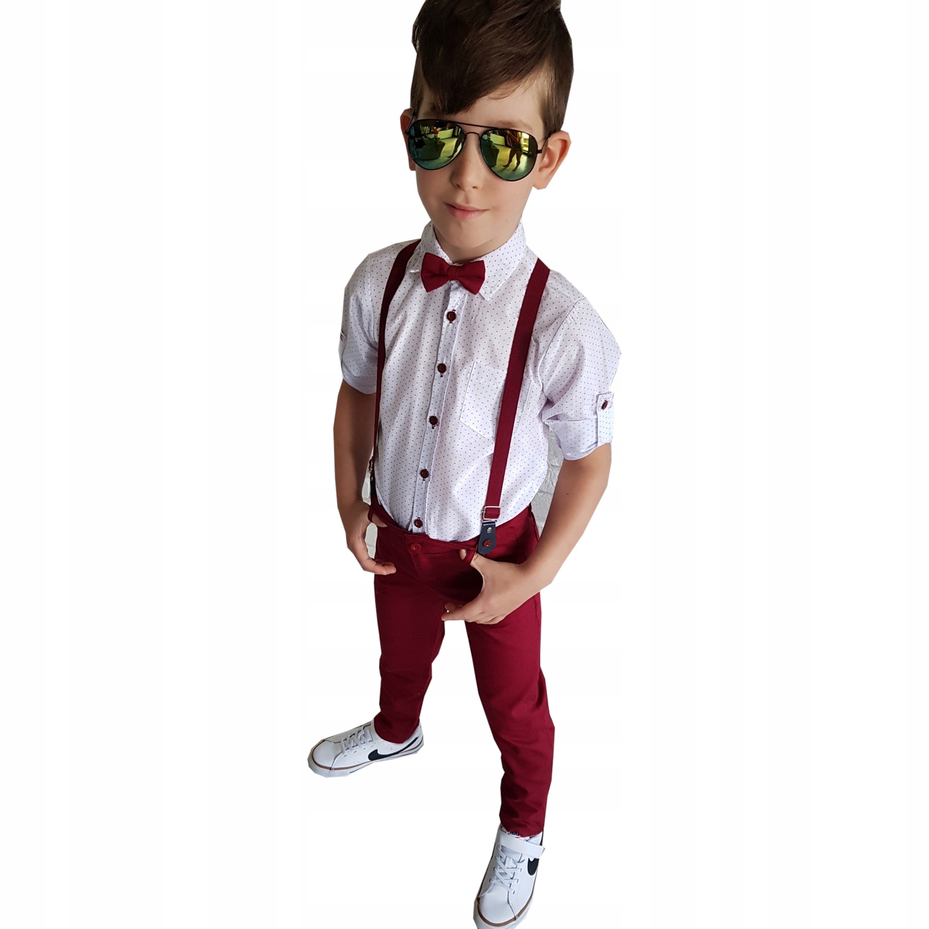 

Komplet elegancki 4 części bordo 122