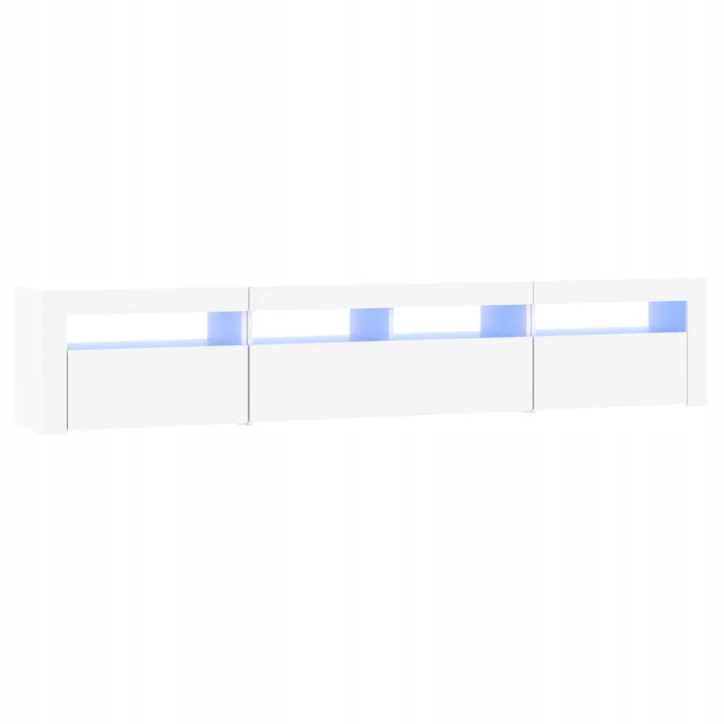 Tv skříňka s Rgb Led osvětlením, bílá, 210 x 35 x 40 cm, materiál dřevo