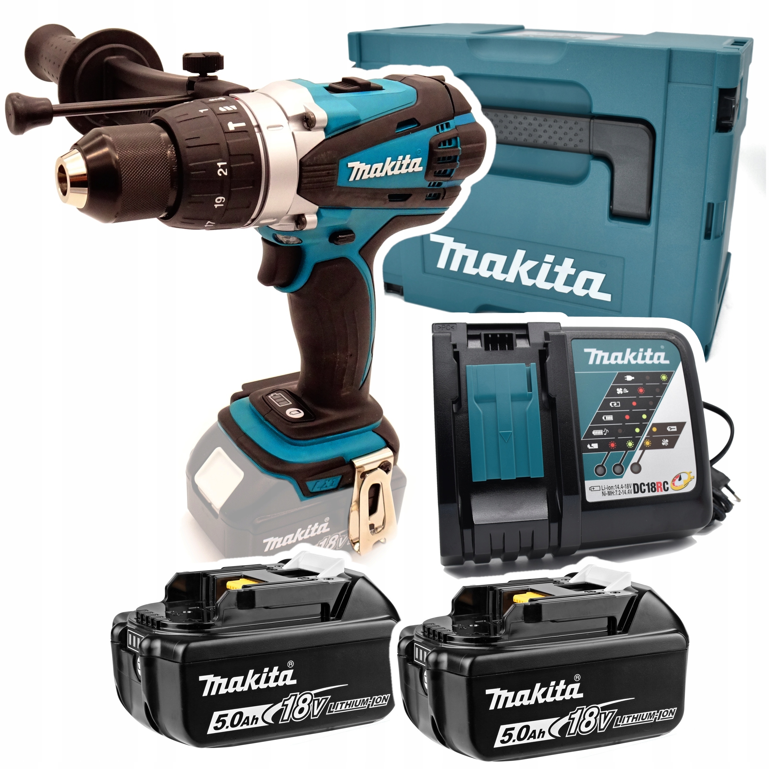 Wiertarko-wkrętarka udarowa Makita DHP458RTJ 18V Li-Ion 2x 5ah Lxt