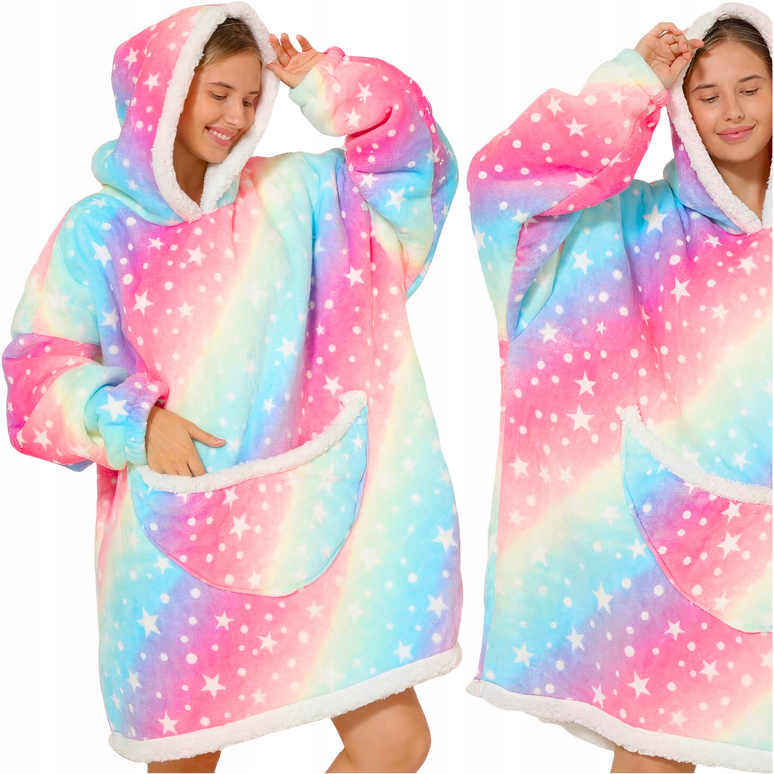 CIEPŁA BLUZA GRUBA Z KAPTUREM KOC OVERSIZE 2W1 XXL FUTRZAK SZLAFROK KOLORY Marka inna