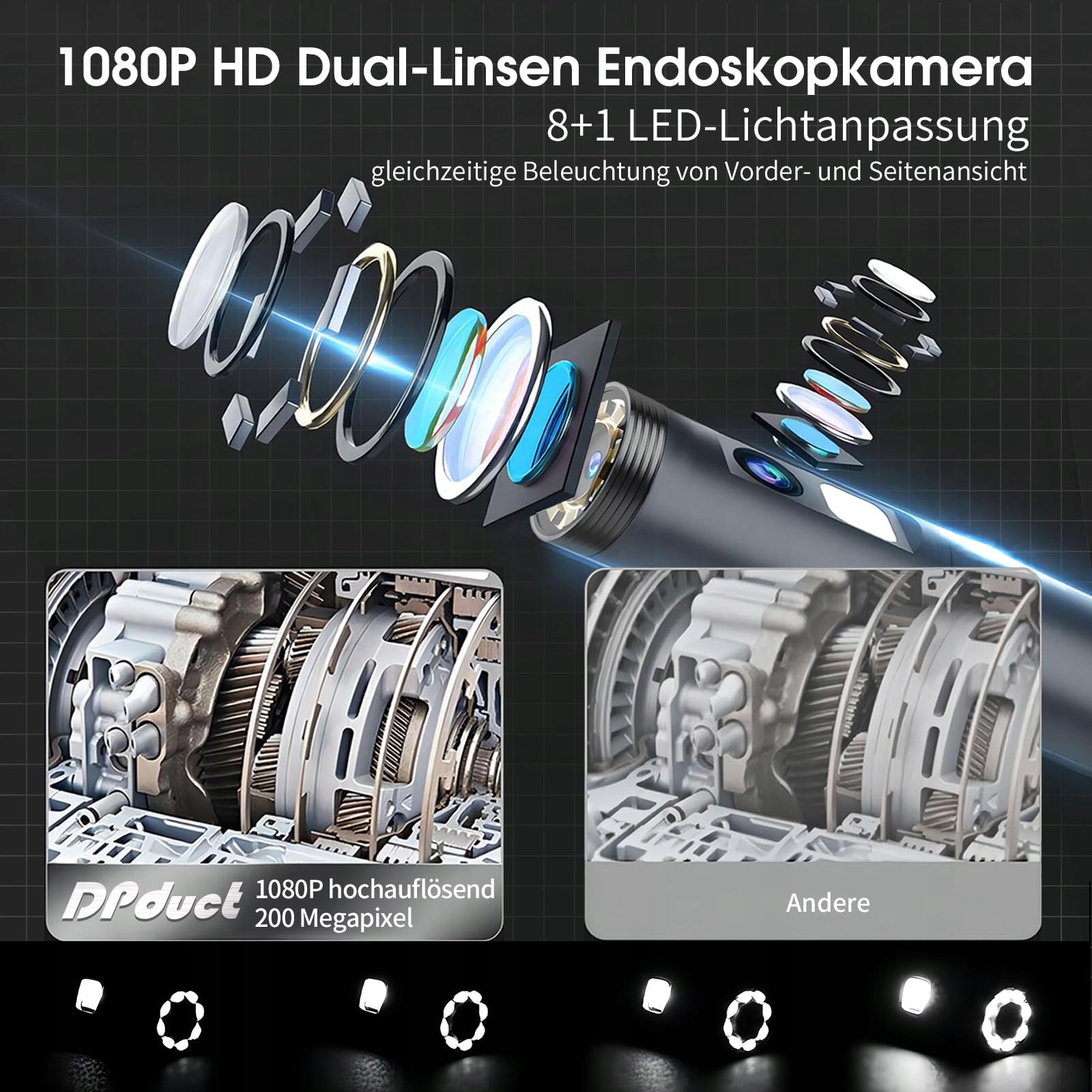 DPDUCT Kamera Inspekcyjna 10M Dual Lens 5 Calowy Ekran IPS Wodoodporna — miniatura 4