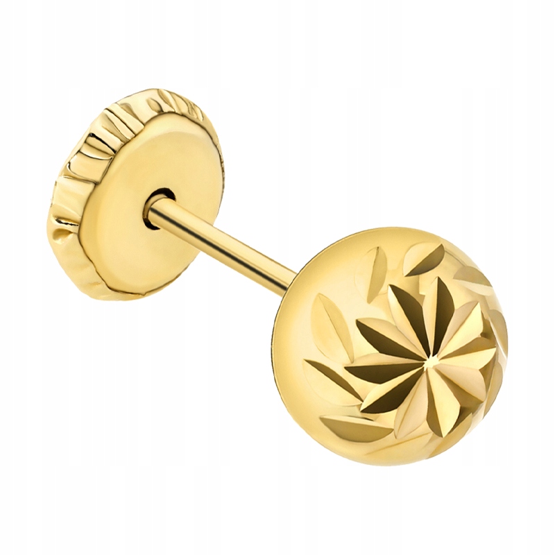 Zlatý Dámský Náušnice ryzost 585 Diamantovaná Kulička 5mm Šroubovací Puzeta 8k