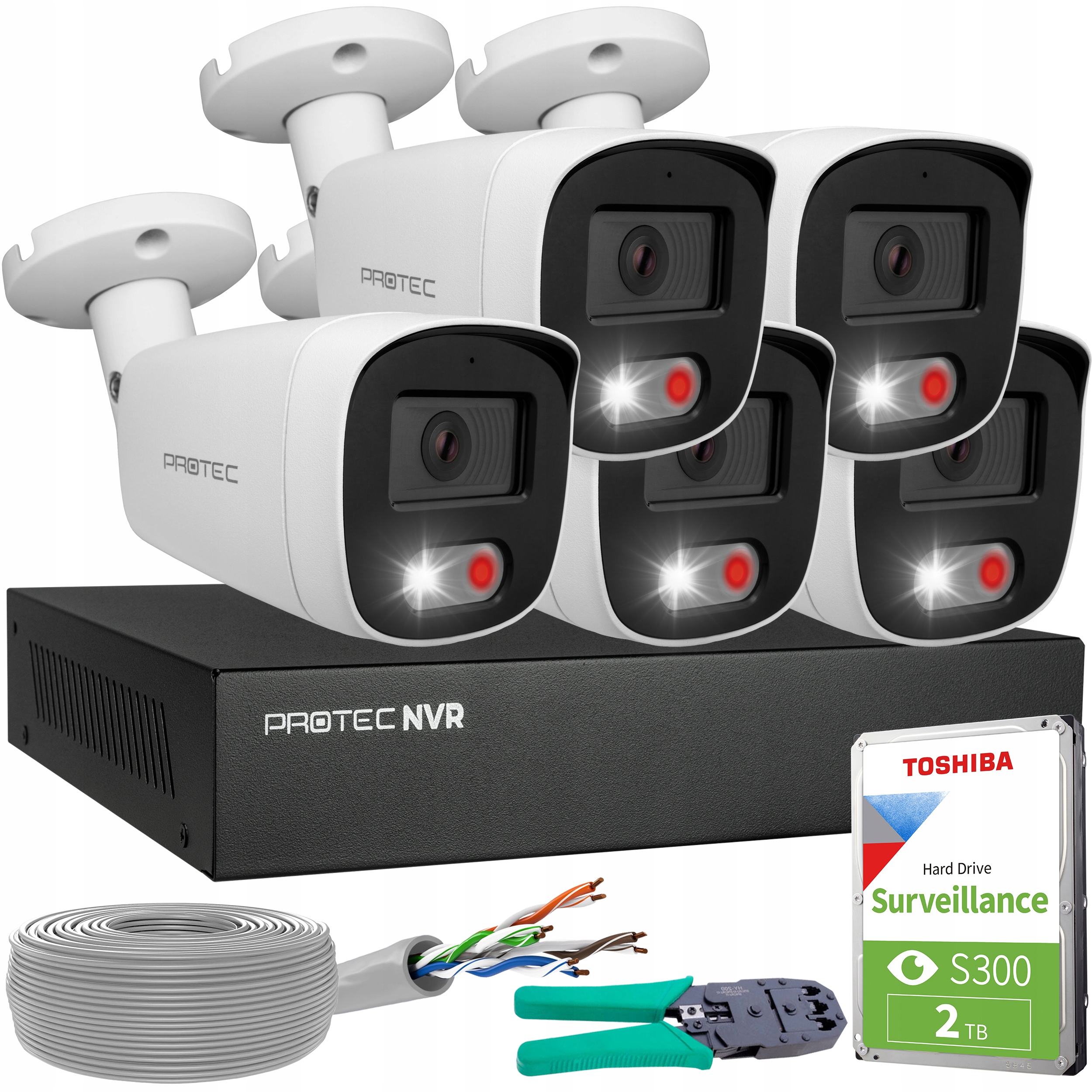 Sada pro monitorování 5 kamer 5Mpx Ip PoE Full Color detekce lidí Hdd