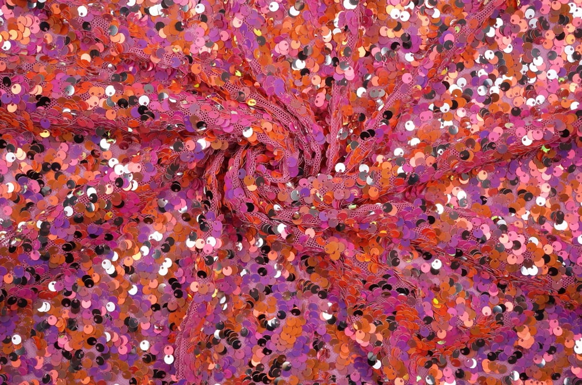 Látka S Flitry Flitrová Multicolor Růžová