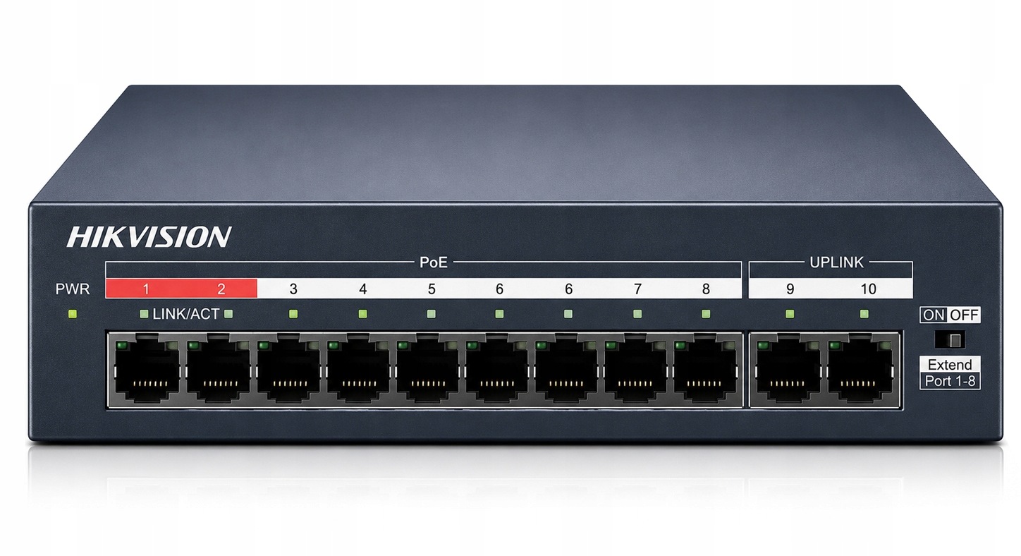 Switch Poe Hikvision 8x Poe 2x Uplink 10/100Mbps Do Kamer Ip