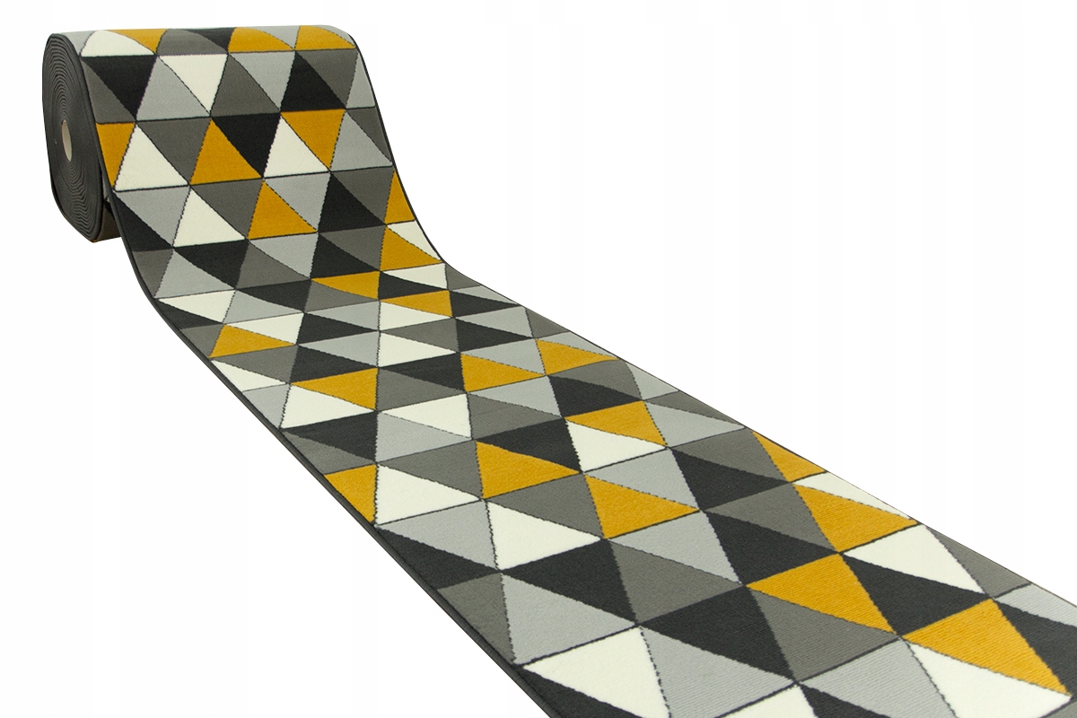 

szer. 80 cm Geometryczny Chodnik Szaro Musztardowy