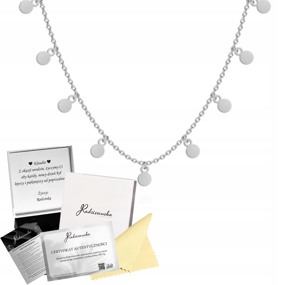 Stříbrný náhrdelník Choker s plechy 925 Řetízek Narozeniny Dedikace