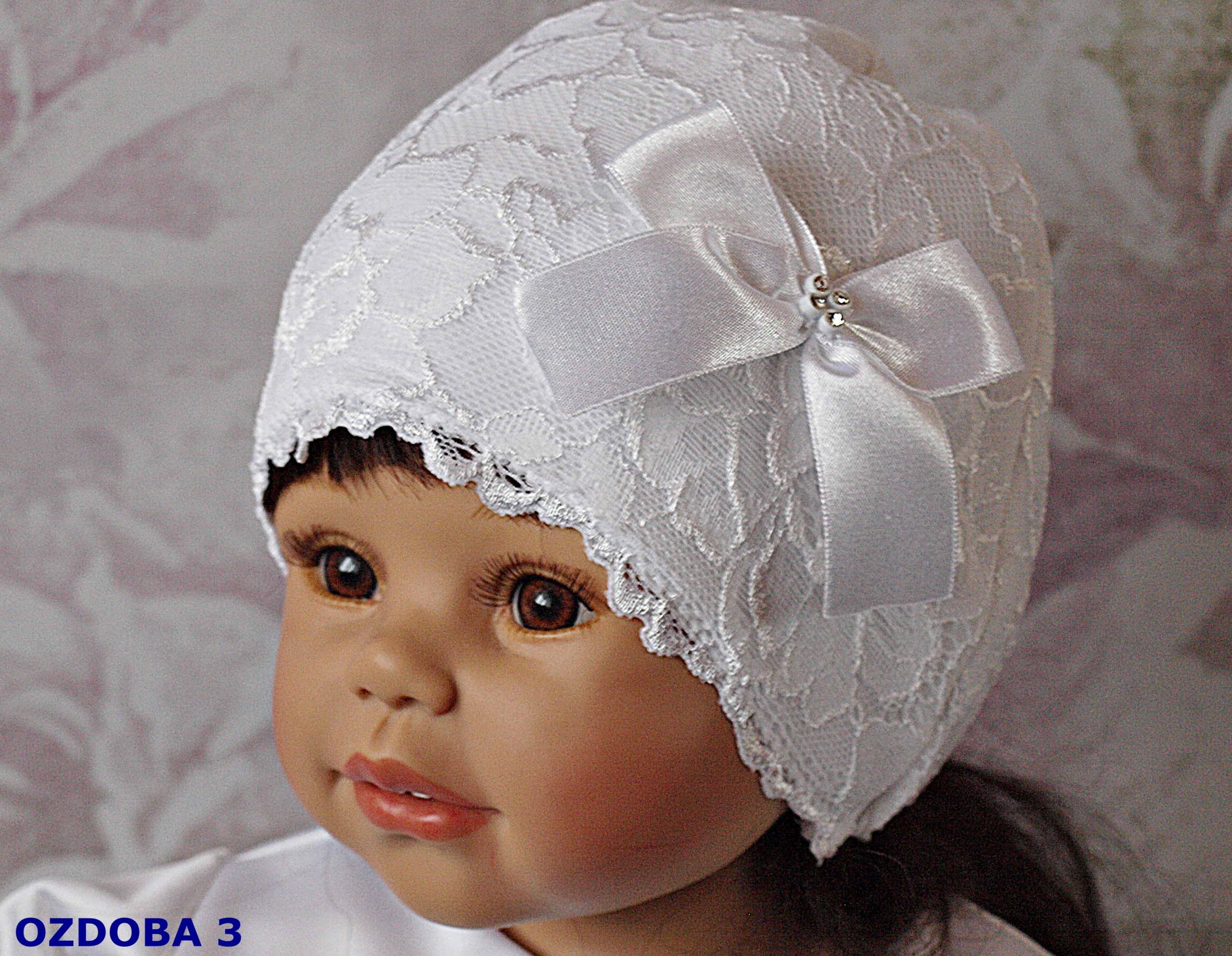 BIAŁA CZAPECZKA KORONKA I POLAR NA CHRZEST 74 Płeć Dziewczynki
