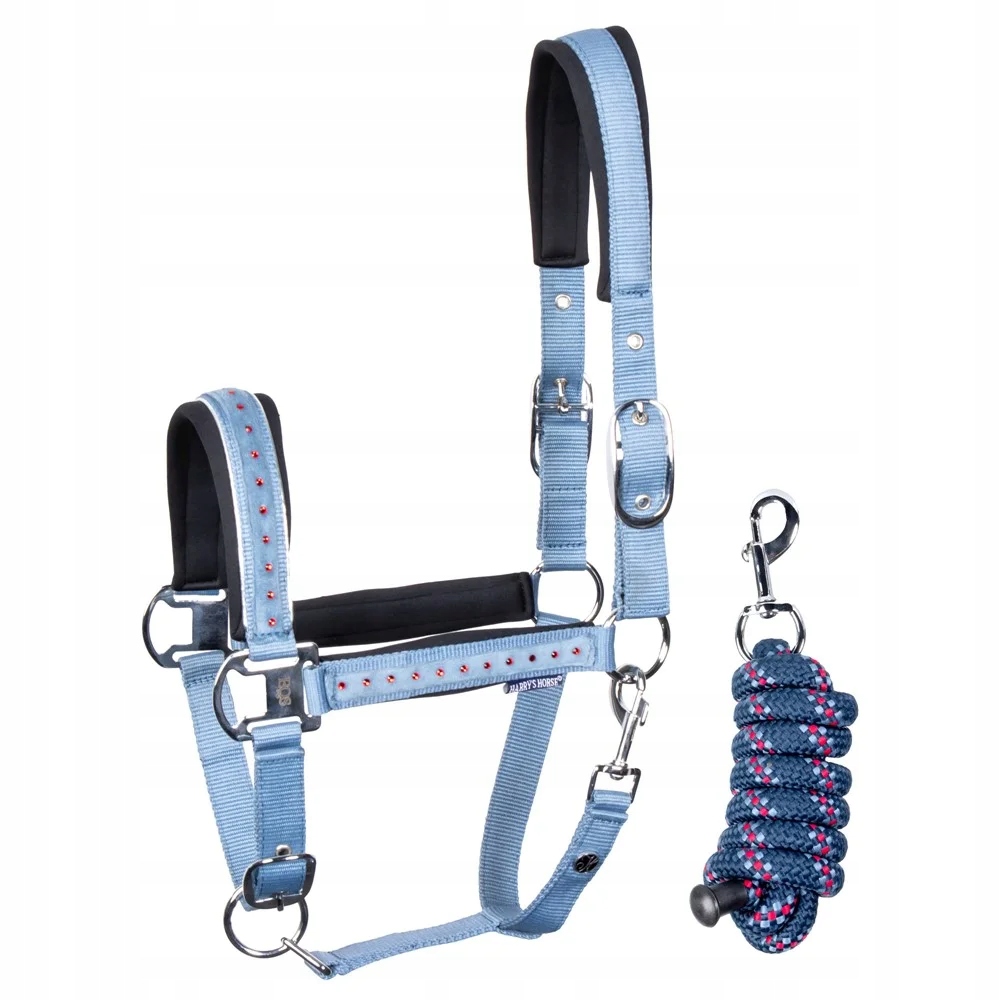 Kantar dla konia Harry's Horse Crystal 26SS z uwiązem niebieski Full