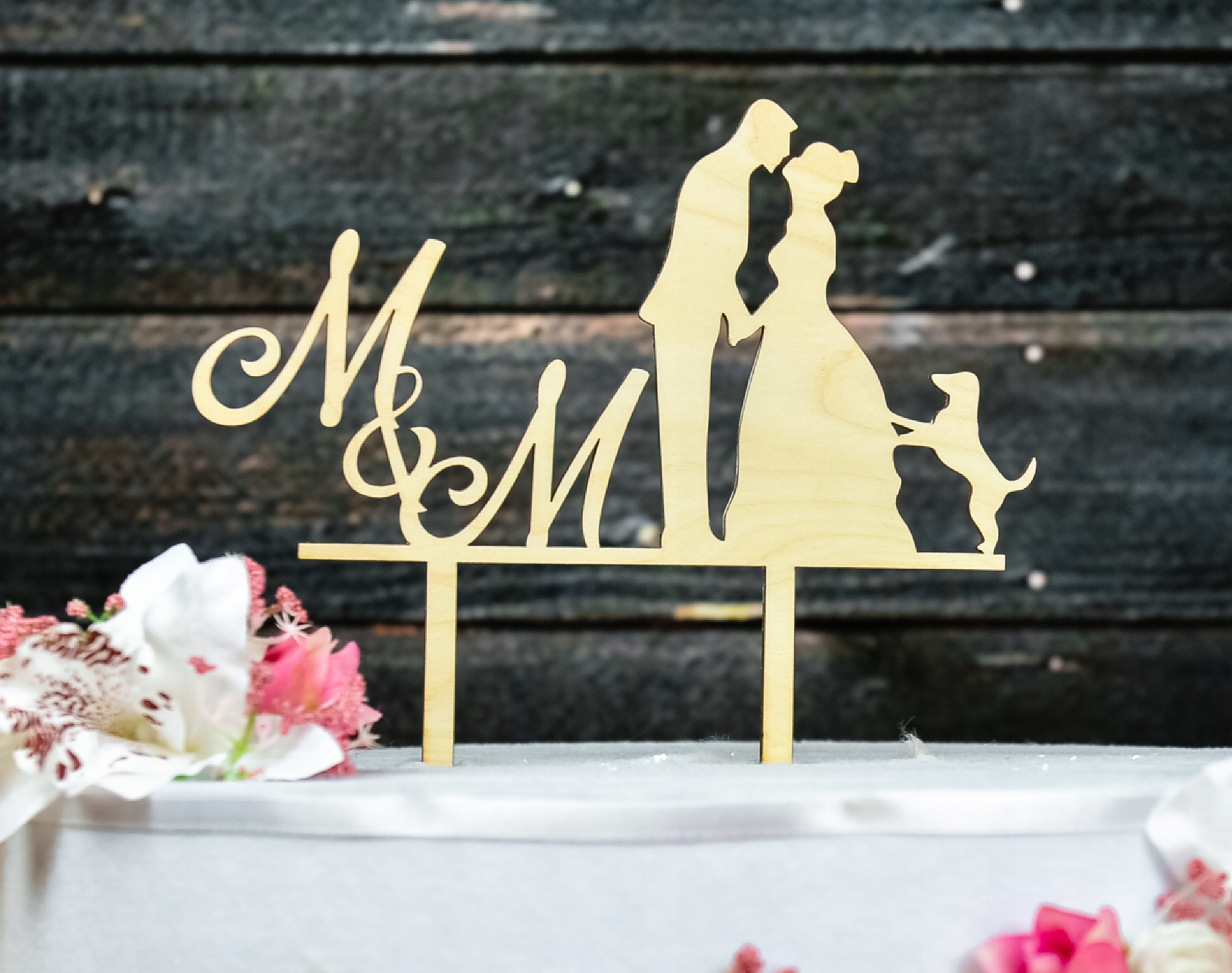 Topper TŚD-29-Inicjały Ślub Wesele Marka Dekor Laser