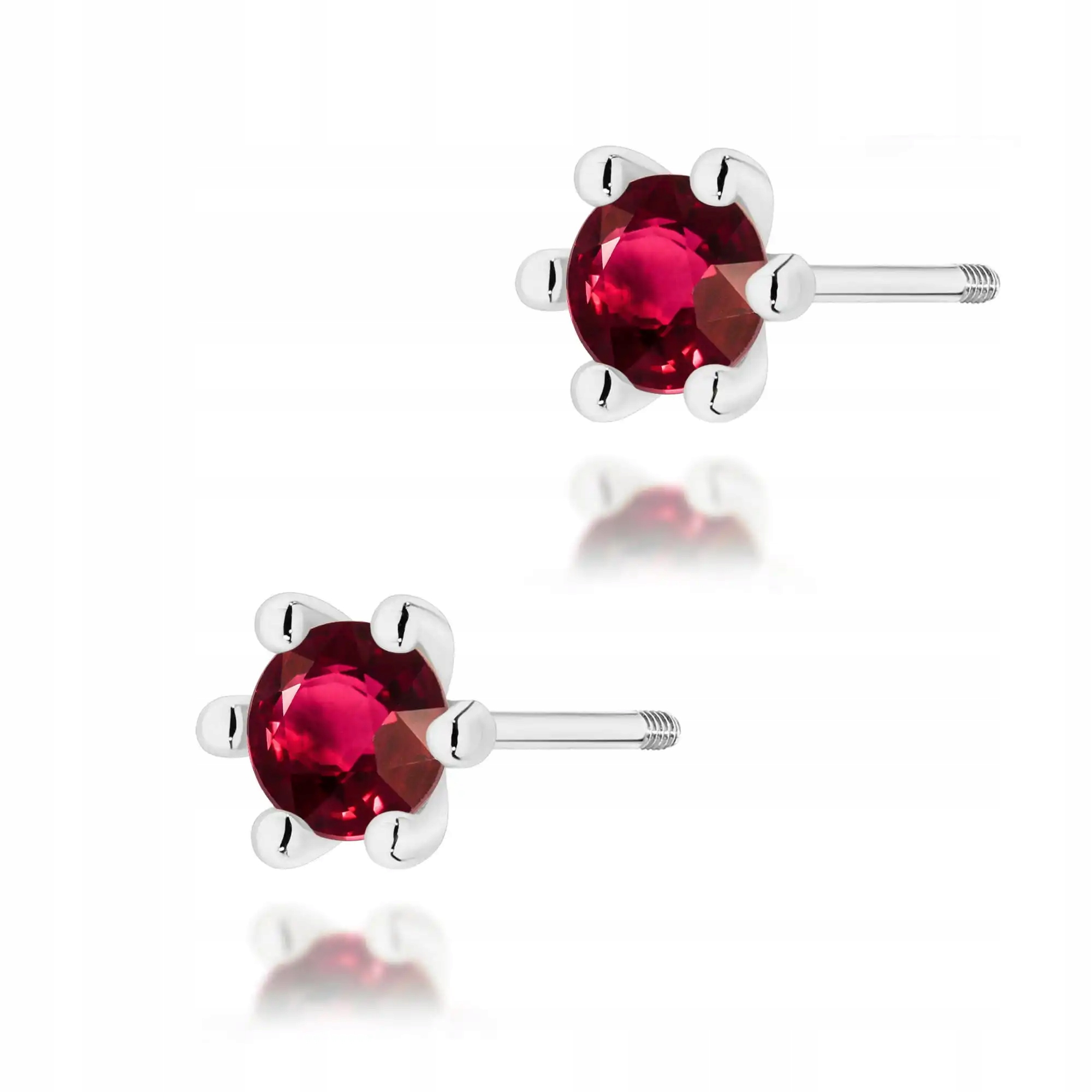 Dámské zlaté Náušnice 585 rubín 0,30ct bílé zlato elegantní moderní