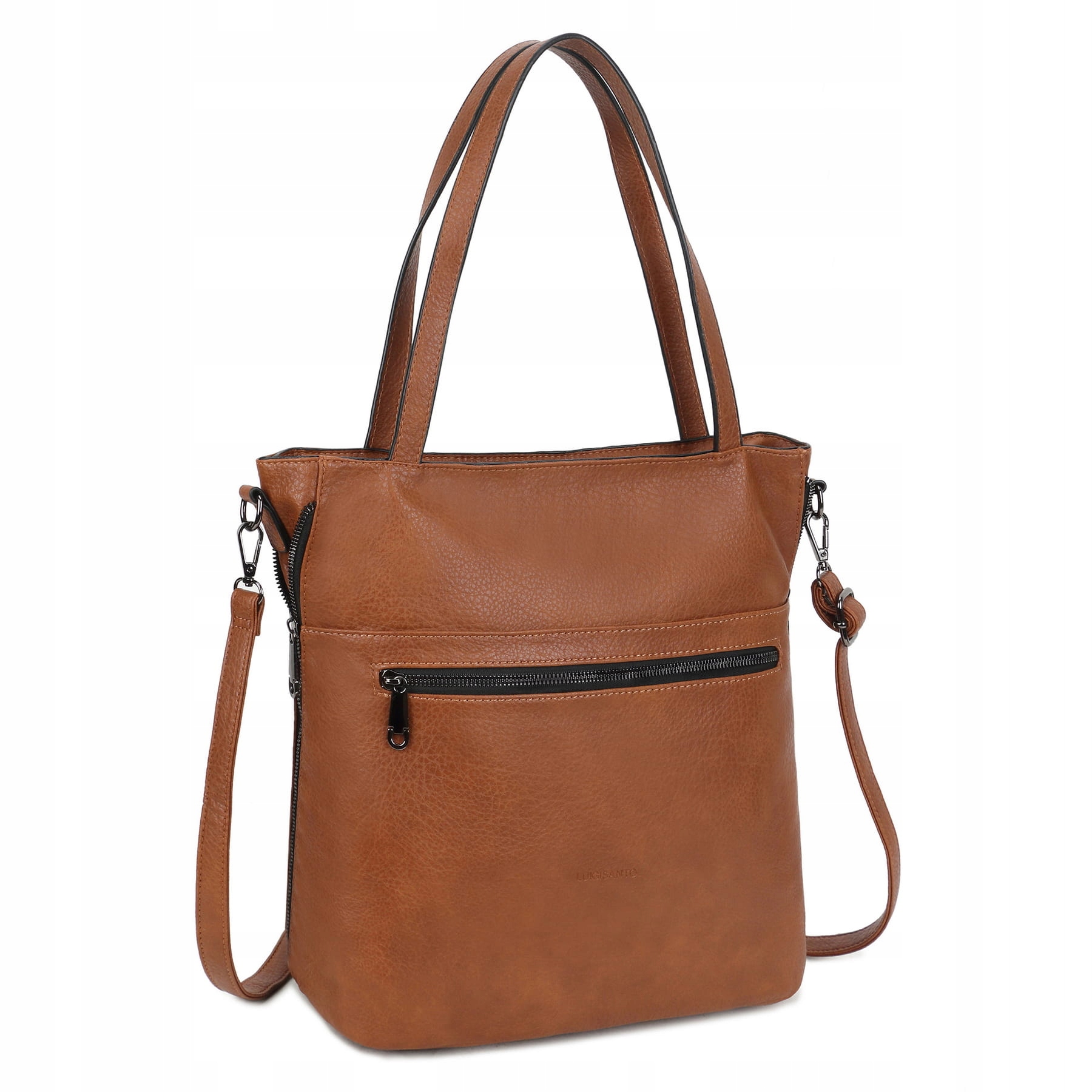 

Torebka shopper eko skórzana z paskiem Camel