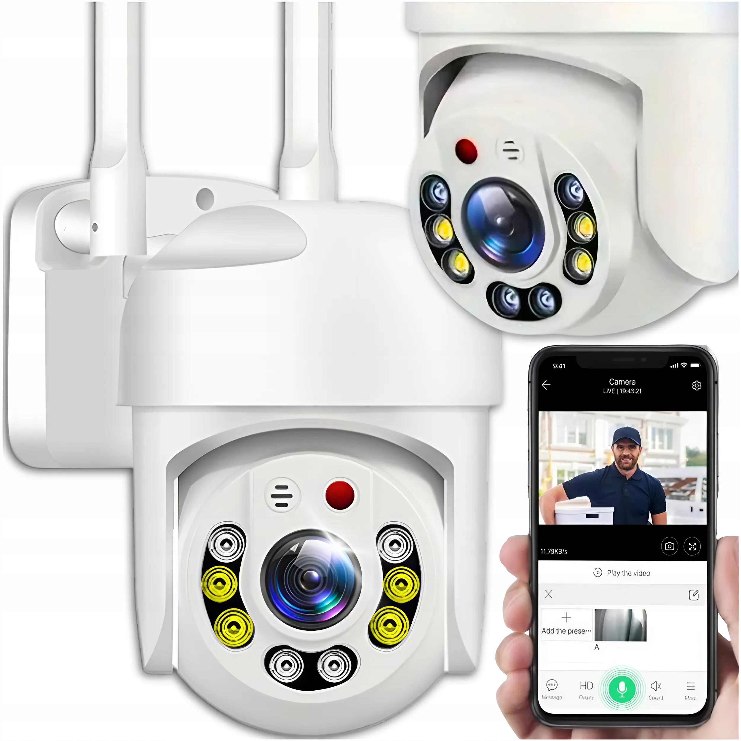Kamera Ip Wifi Zewnętrzna Obrotowa Full Hd 2MPX Detekcja Monitoring 4X Zoom