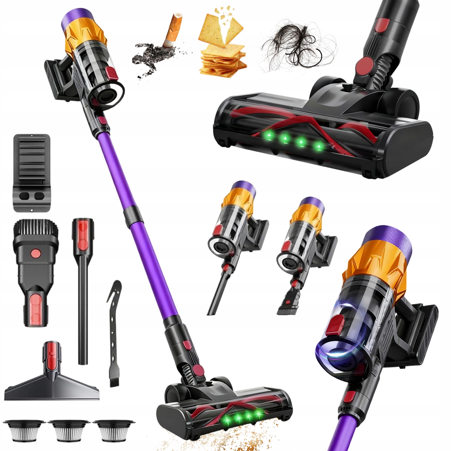 Výkonný Tyčový Vysavač Bezdrátový Ruční Akumulátorový Vysavač 550 W 35000 Pa