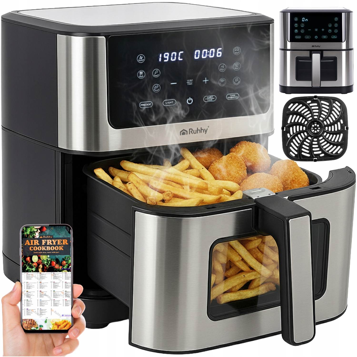 Frytkownica Beztłuszczowa Frytownica Nieprzywierająca Air Fryer Duża 8L XXL