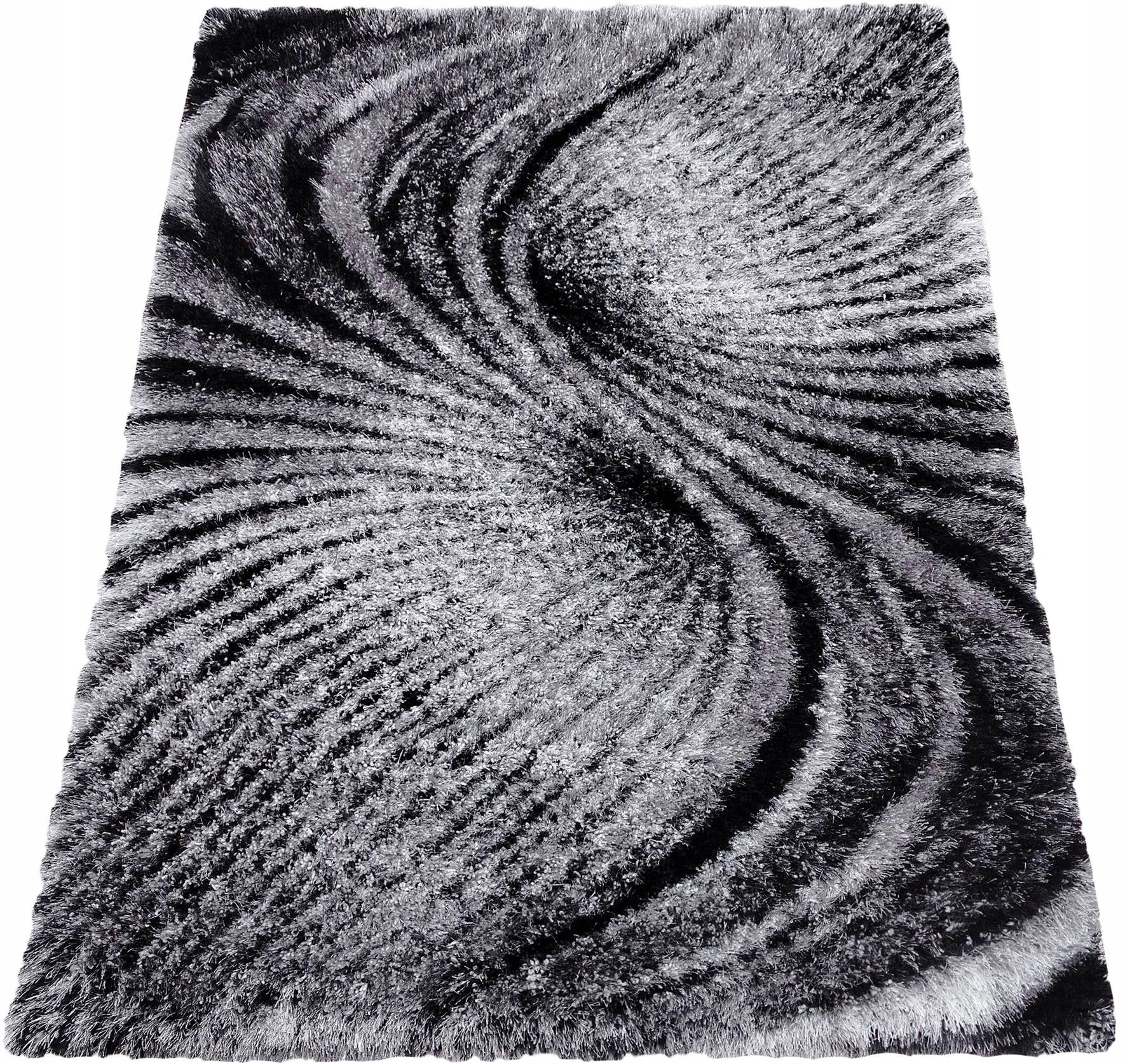 Koberec 160x220 Do Obývačky Spálne Shaggy Sivý Čierny Dlhý Vlas