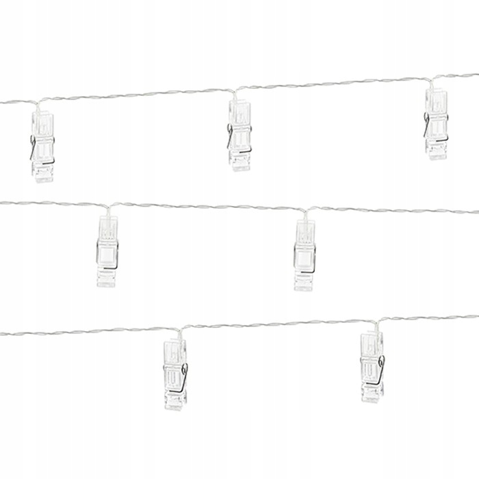 

Lampki Led przezroczyste klamerki 1,4 m