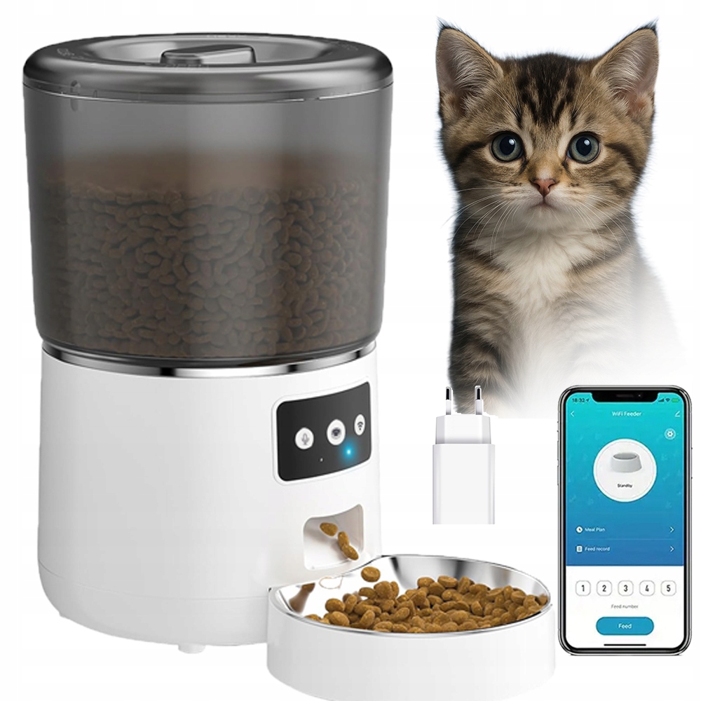 Levně Dávkovač Krmiva Automatická Nádoba Pro Kočky Psa Podavač Aplikace 4000 ML