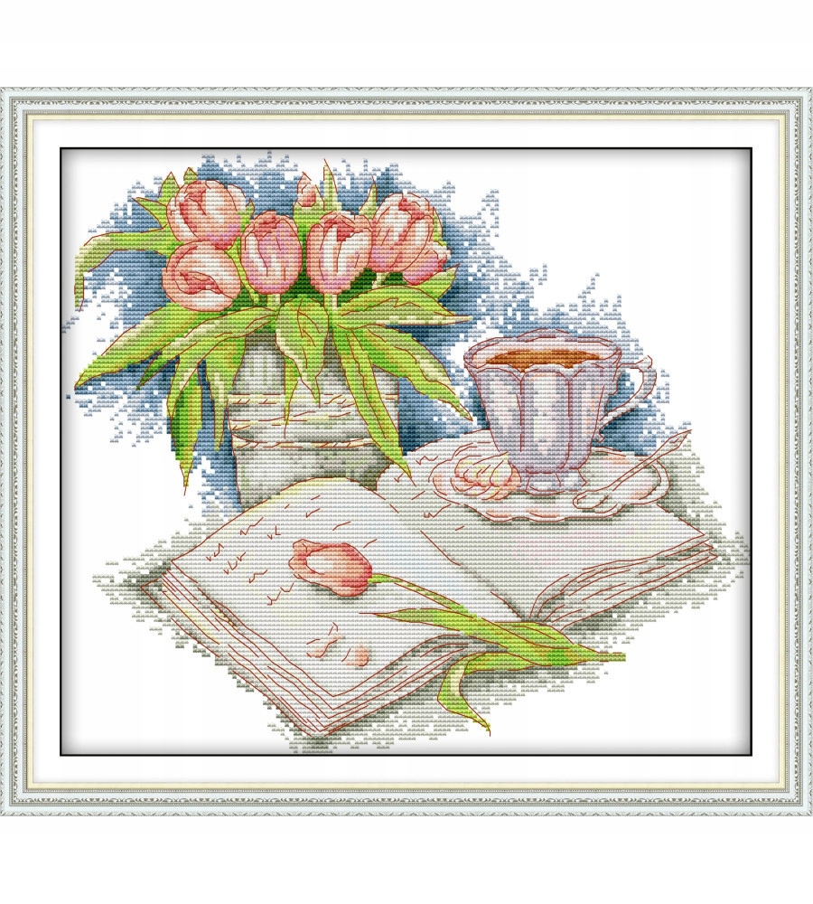 Kanva s potiskem vyšívací sada (kanva,mulina)